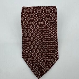 Brooks Brothers Makers Silk Tie Burgundy Gold Horsebit Chain Link Made in USA